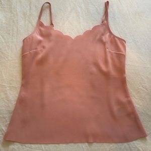 Pink scalloped hem tank top